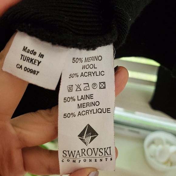 Swarvoski Zipper Studded Merino Blend Cardigan - Picture 2 of 4